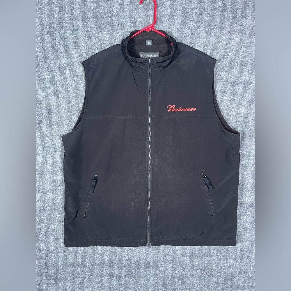 Swingster Budweiser Bud Light Men’s XL Black Fleece Lined Embroidered Vest